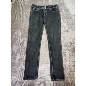 Mi Jeans Iron Crosses Skinny Jeans Black 7 Dark Wash White Contrast Stitch 30X30